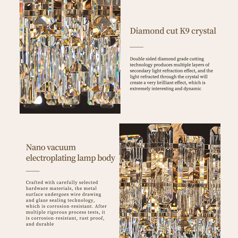 Yingxuan Loft Pendant Crystal Chandelier For Dining Room