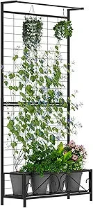 Sturdy Raised Garden Bed with Trellis (15.75 x 35.43 x 48.8 in) for Vegetables Flower, Planter Box for Backyard Patio Balcony