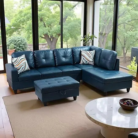 Sweet Blossoms Haven Modern L Shaped Sectional Sofa Ottoman