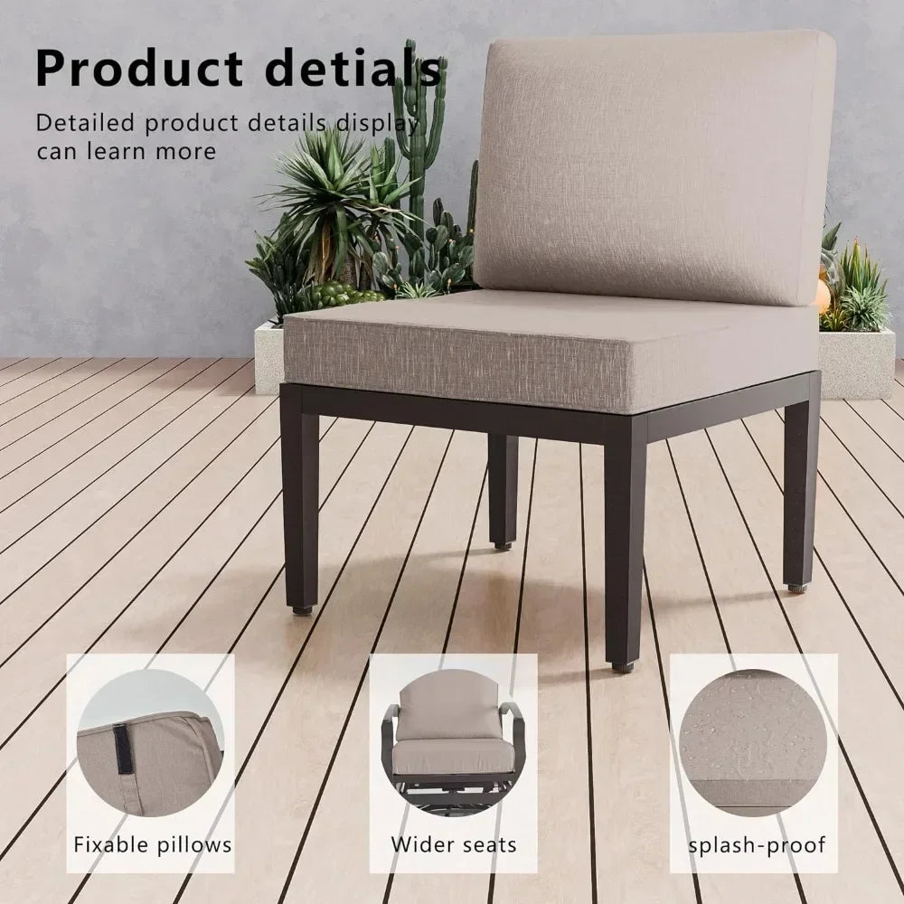 7 Pieces Patio Furniture Set 6-Seat Metal Modular Outdoor Patio Conversation Sectional w/Thick Cushion and Coffee Table