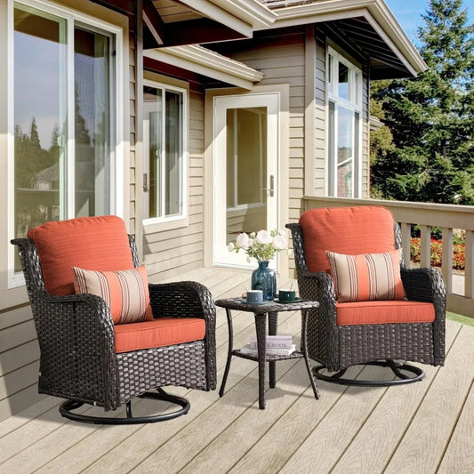 Angduo Outdoor Swivel Rocker Chair Set Of 2 Wicker Glider