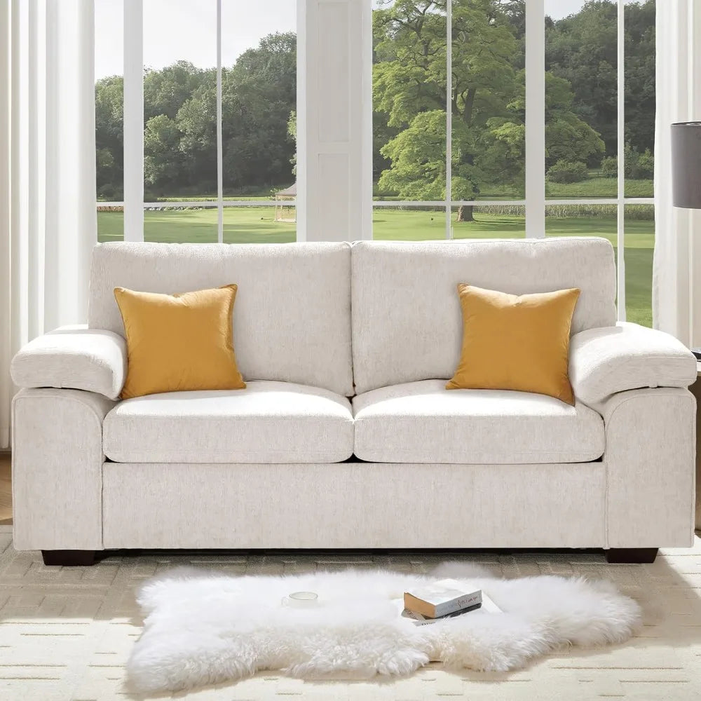 Color Modern Chenille Sofa Loveseat With Adjustable Armrests