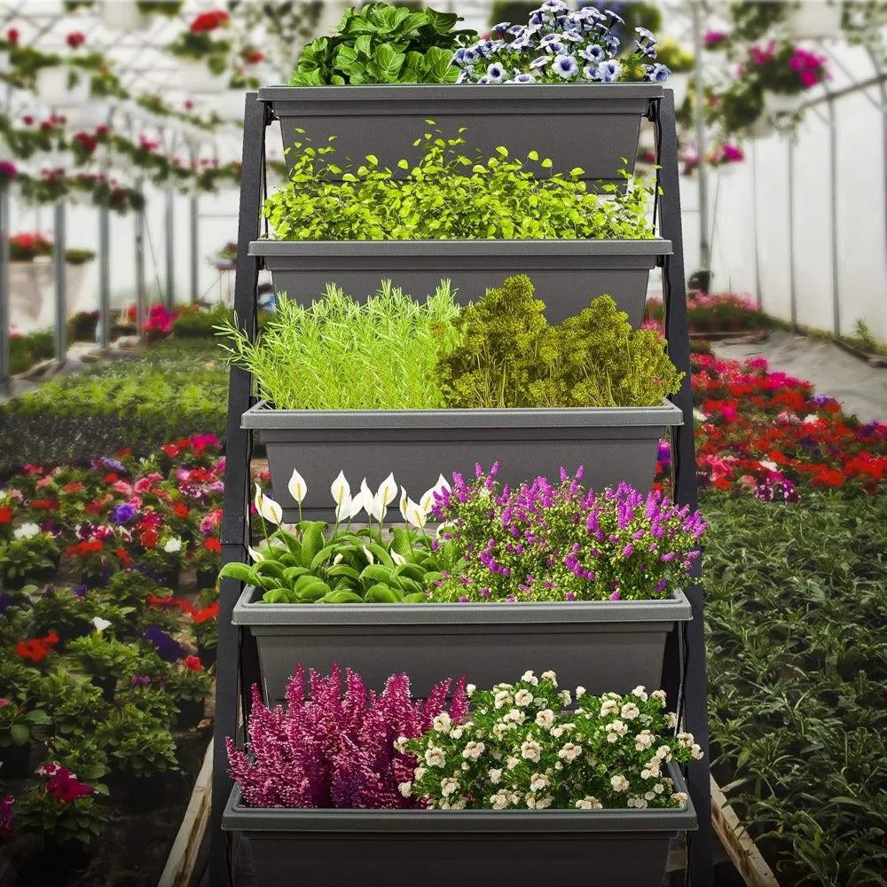 4Ft Vertical Raised Garden Bed - 5 Tier Food Safe Planter Box for Outdoor and Indoor Gardening Perfect to Grow Your Herb Vegetab