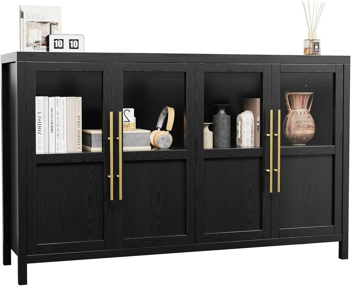 Guangbai Sideboard Buffet Cabinet Glass Doors Farmhouse