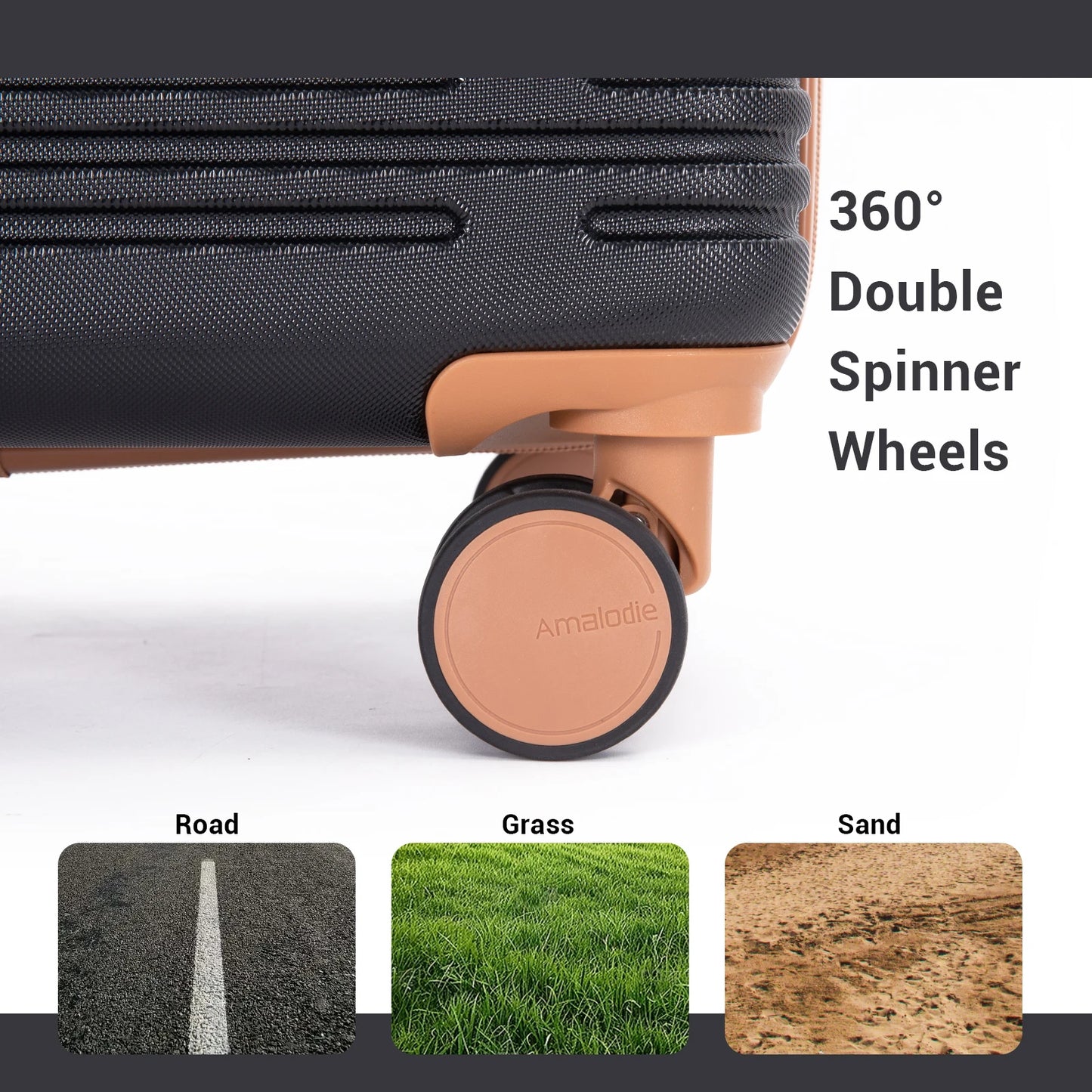 Amalodiecn 5 Piece Luggage Set Hardside Spinner TSA Lock