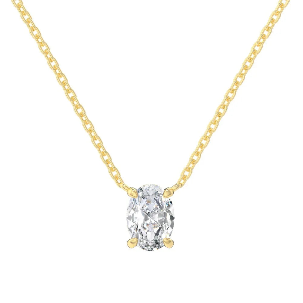 KUTPFC Moissanite Solitaire Oval Pendant Necklace Women