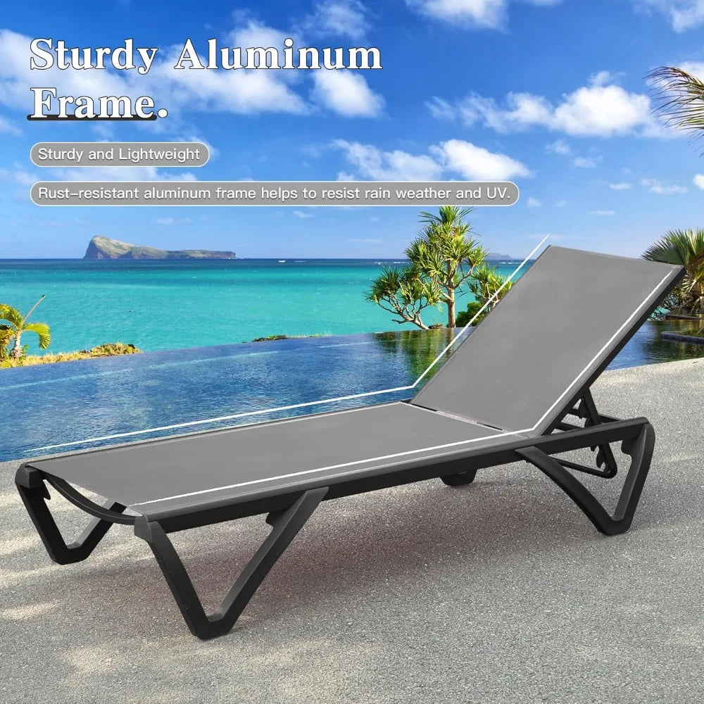 Domi Adjustable Pool Lounge Chairs Set of 2 With Wheels