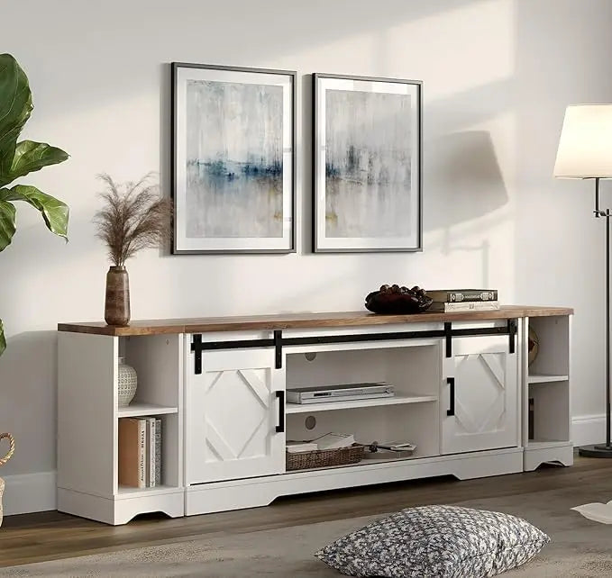 RBXC 3 In 1 TV Stand Sliding Barn Door Storage Center