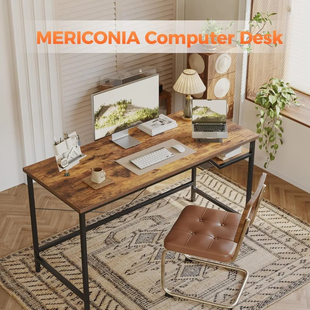 Computer Desk 48inch, Gaming Desk for Small Spaces, Modern Simple Style Table for Home Office, Study Student Writing Table (Rust