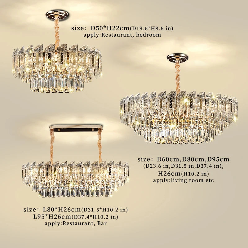 Yingxuan Crystal Pendant Light Chandelier for Living Room