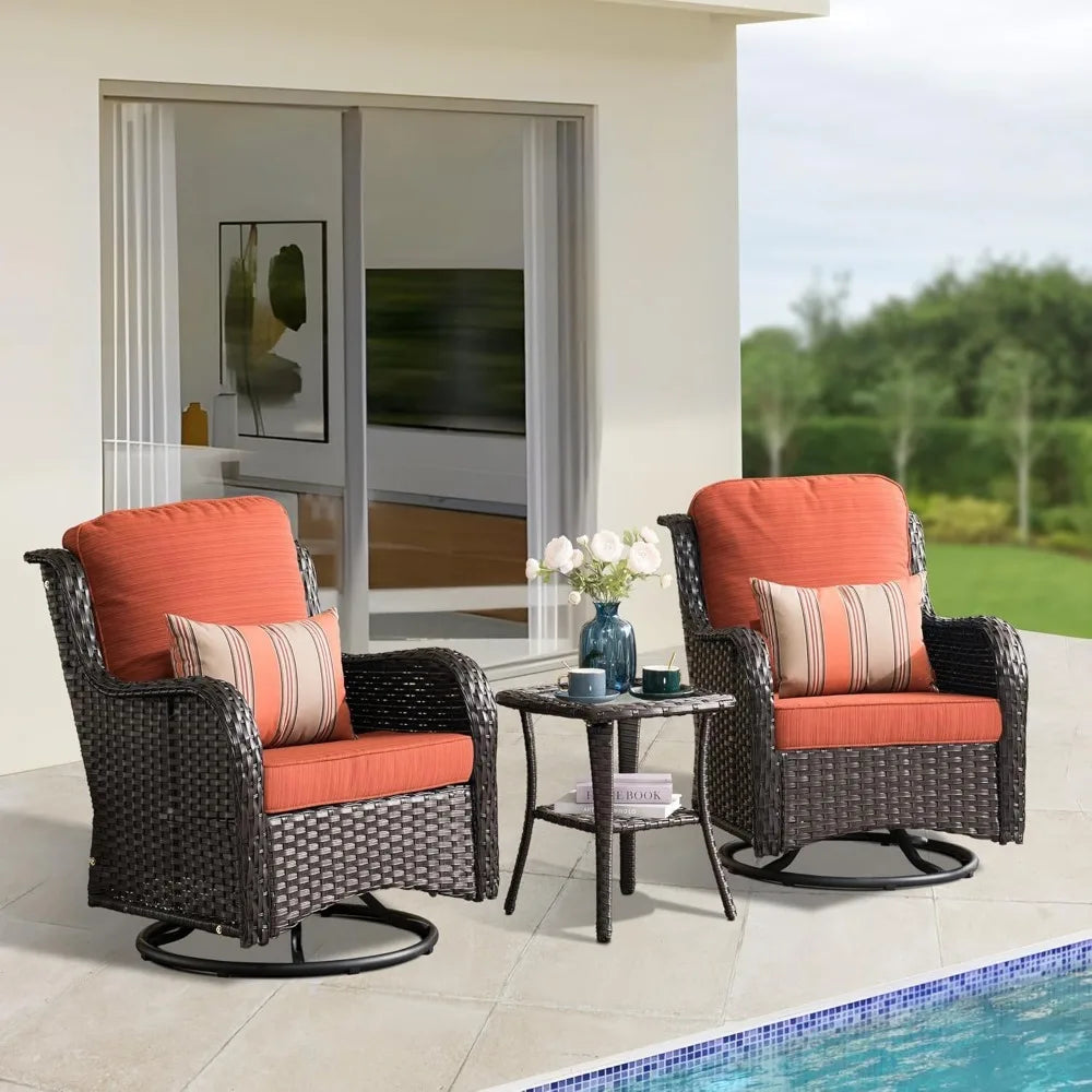 Angduo Outdoor Swivel Rocker Chair Set Of 2 Wicker Glider