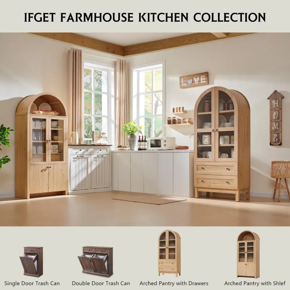 Hign-concerned Modern Farmhouse Arched Kitchen Pantry