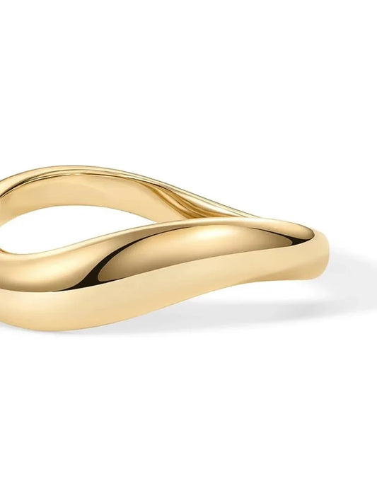 PAVOI 14K Gold Plated Wavy Stackable Ring For Women