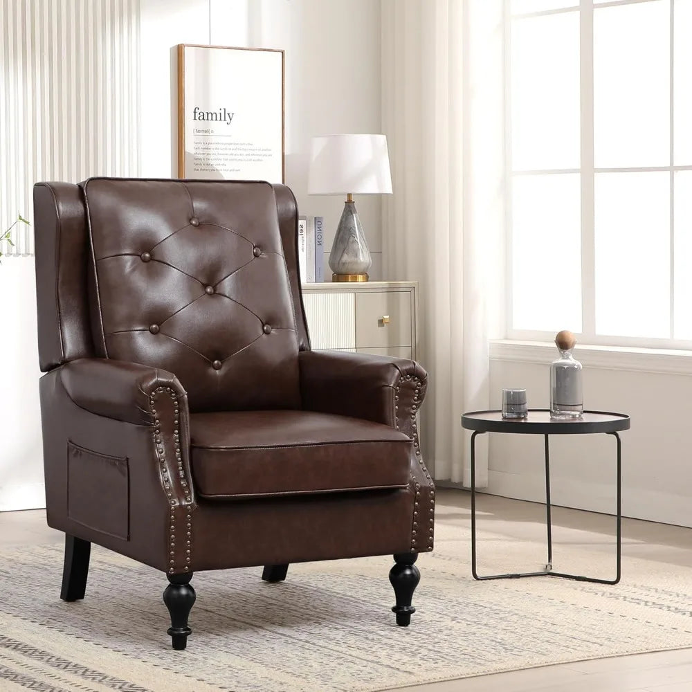 Color Wingback Leather Armchair Modern Accent Chair