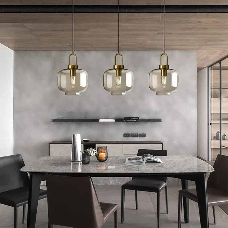 Oboerthurck Modern Glass Pendant Light Loft Industrial Lamp