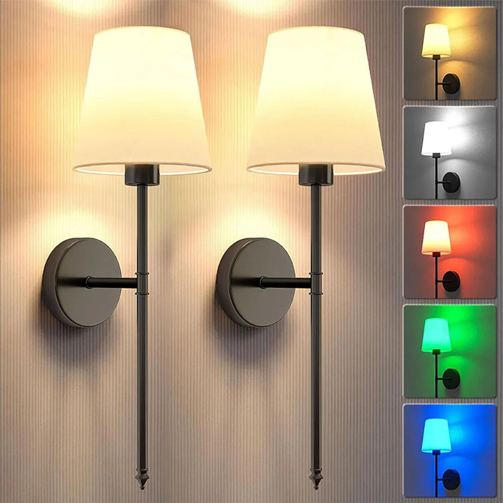 WADBTY Nordic Battery Operated RGB Wall Sconces 2 Piece Set