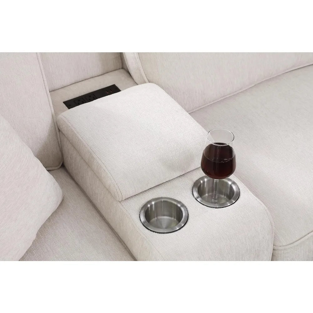 Sichuan Sectional Sofa With Movable Ottoman And Pillows