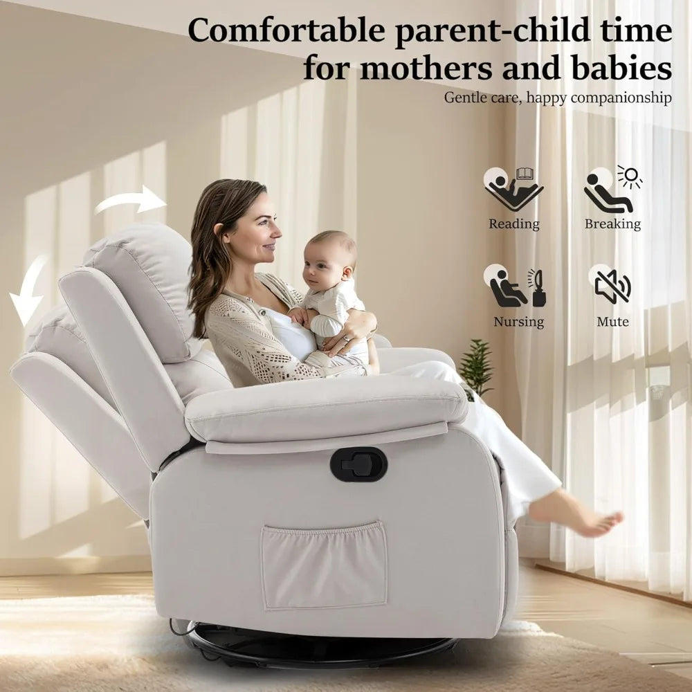 Masterpiece Recliner Chair 360 Swivel Rocker For Small Rooms