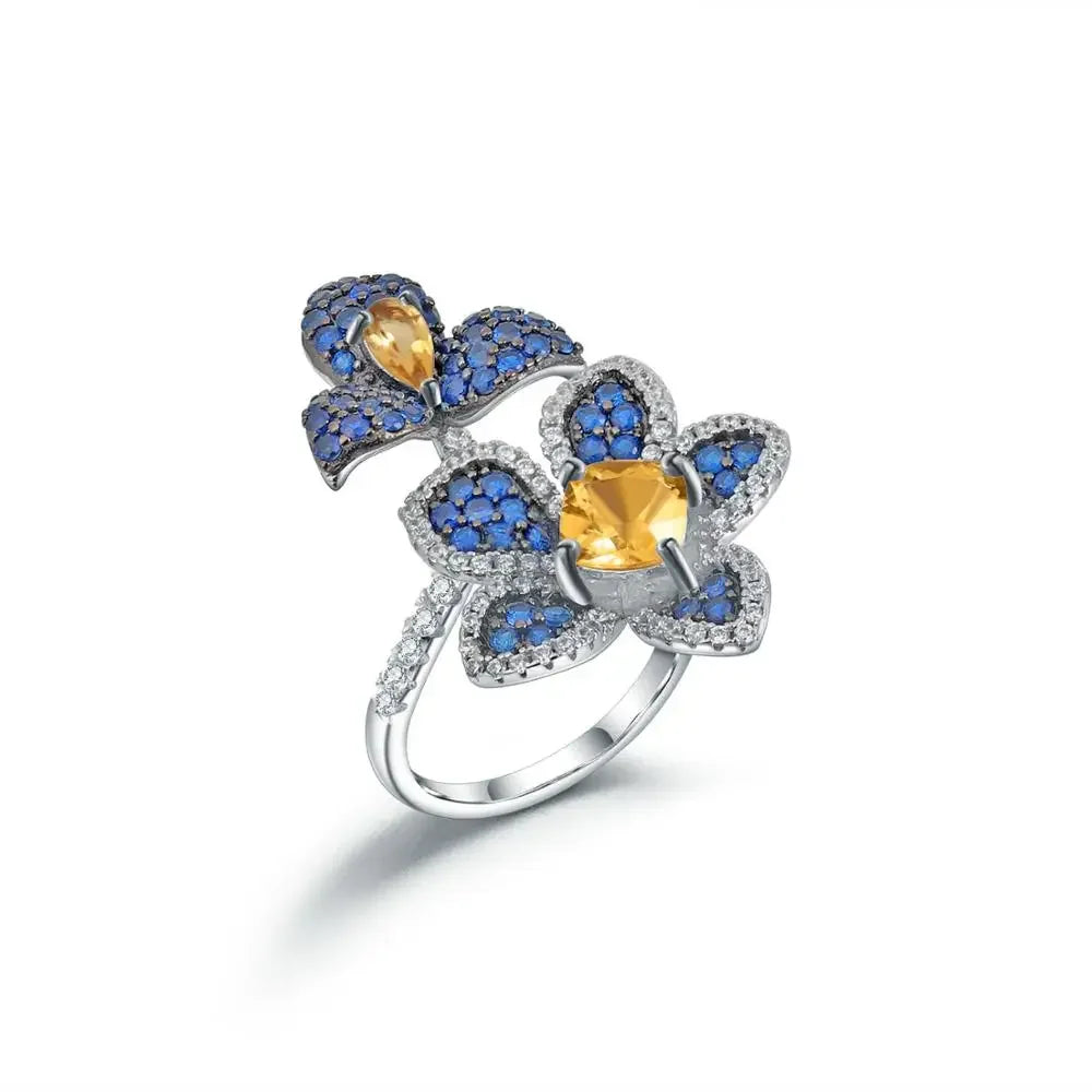 GEM'S BALLET 925 Sterling Silver Adjustable Ring Amethyst
