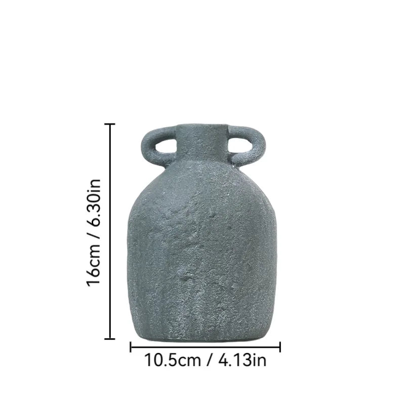 Function Retro Ceramic Vase Hand Made Grain Pottery Decor