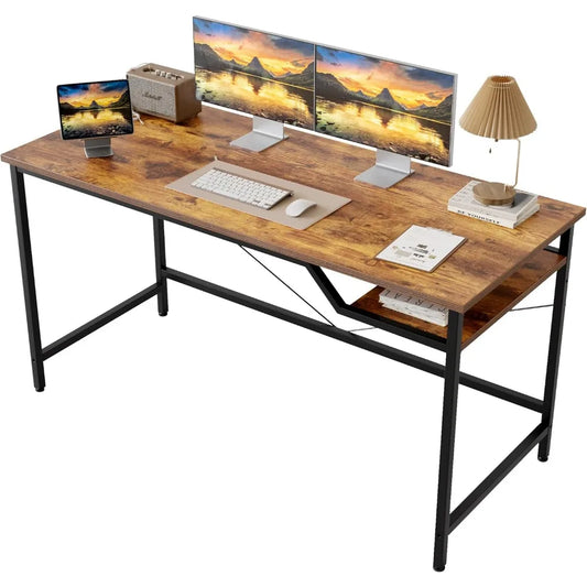 Computer Desk 48inch, Gaming Desk for Small Spaces, Modern Simple Style Table for Home Office, Study Student Writing Table (Rust