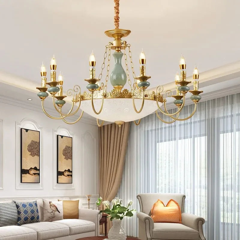 OUFULA European Candle Chandelier Led Pendent Lamp Fixture