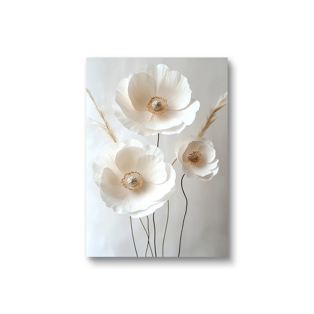 Scandinavian Beige Peony Flower Art Poster Modern Flower Botanical Wall Decor Beautiful Art Canvas Print Home Bedroom Decor