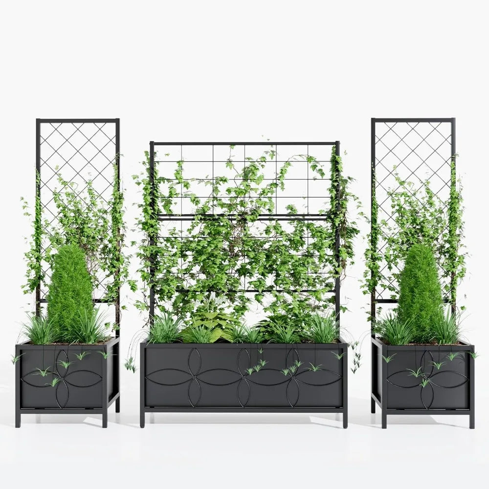 Sturdy Raised Garden Bed with Trellis (15.75 x 35.43 x 48.8 in) for Vegetables Flower, Planter Box for Backyard Patio Balcony