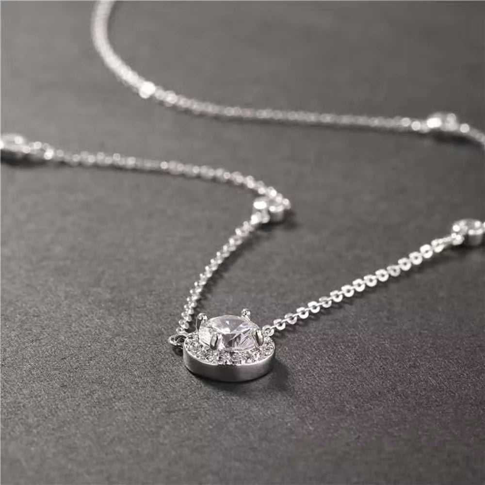 GRA Moissanite Necklace Sterling Silver Pendant For Women