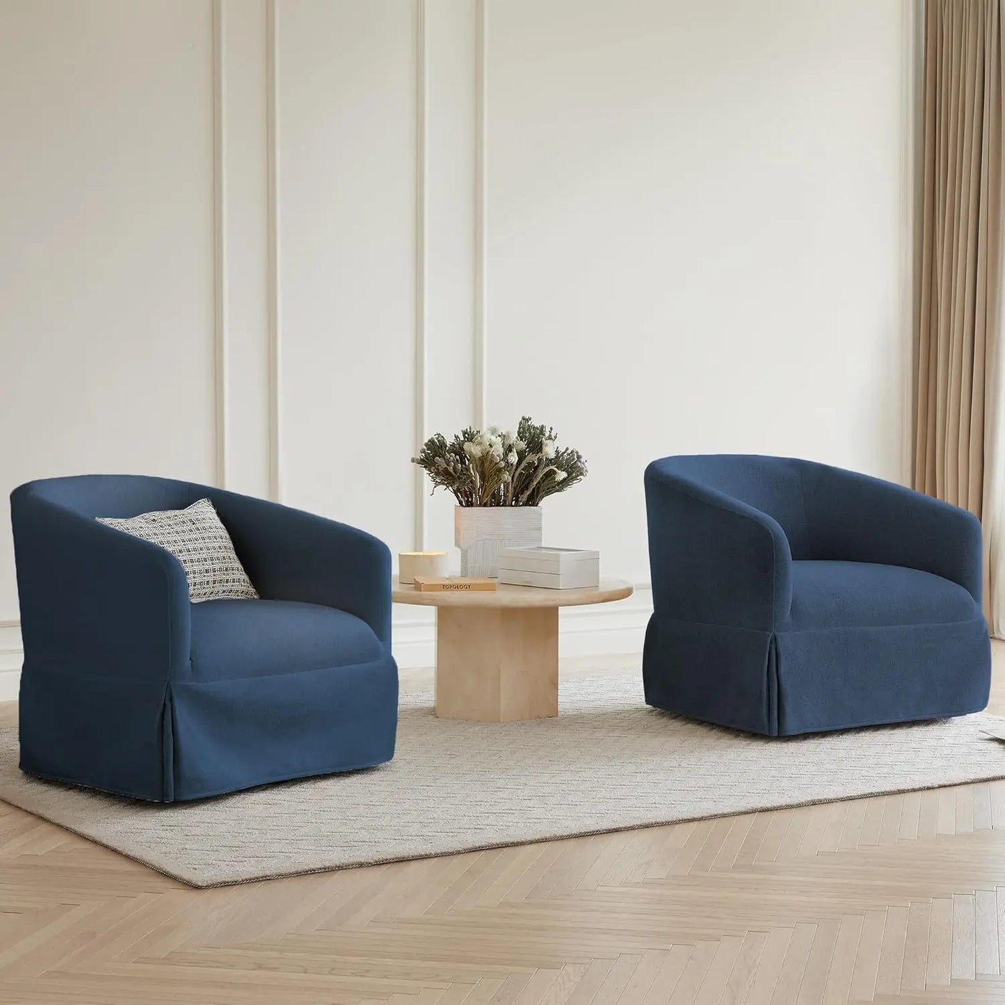 OEING Swivel Chair 360 Degree Upholstered Barrel Armchair