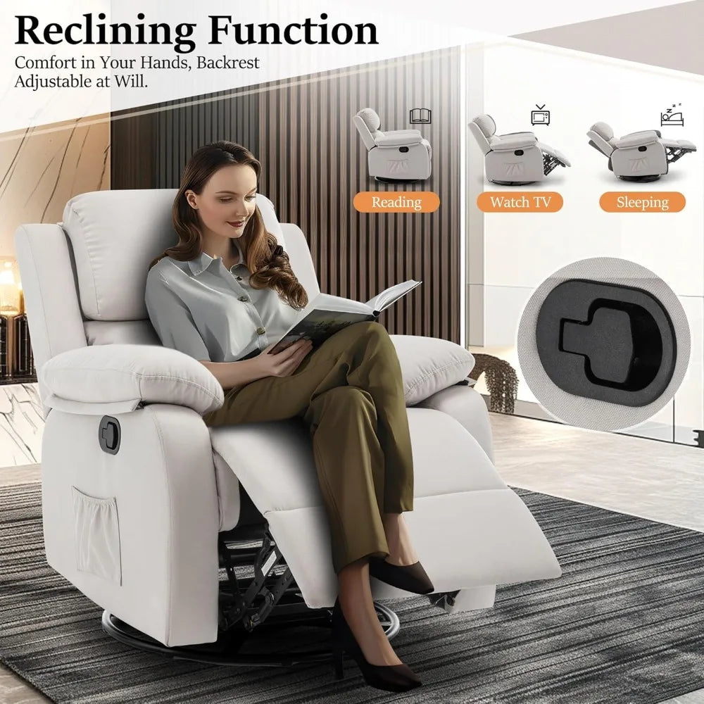 Masterpiece Recliner Chair 360 Swivel Rocker For Small Rooms