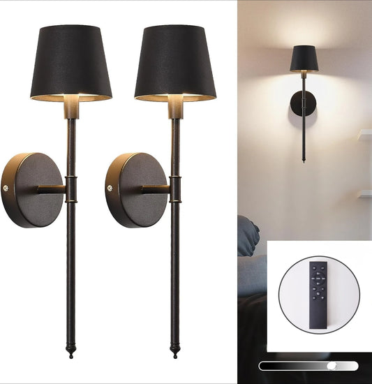 WADBTY Nordic Rechargeable USB Wall Lamp 2 Pack Bedroom