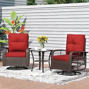 MKDK 3 Piece Patio Furniture Set Wicker Outdoor Bistro