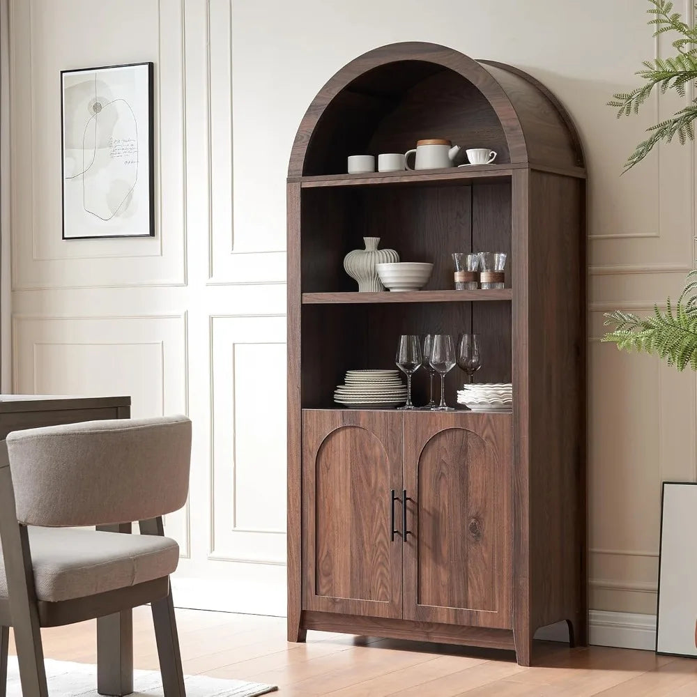 DAFIFY Arched Cabinet Bookshelf Bookcase Open Shelf Storage