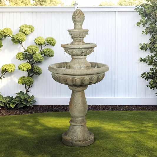 Sunjet Modern Concrete Outdoor Fountain 3 Tier Garden