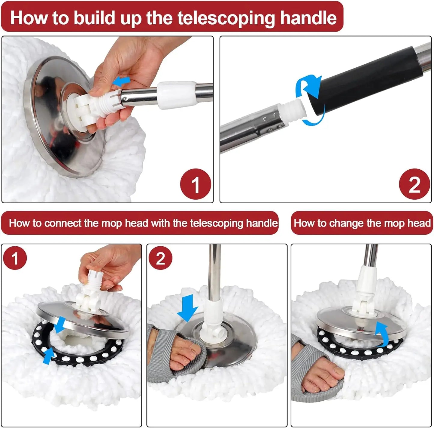 Zhejiang 360 Degree Spin Mop Bucket Set Microfiber Heads