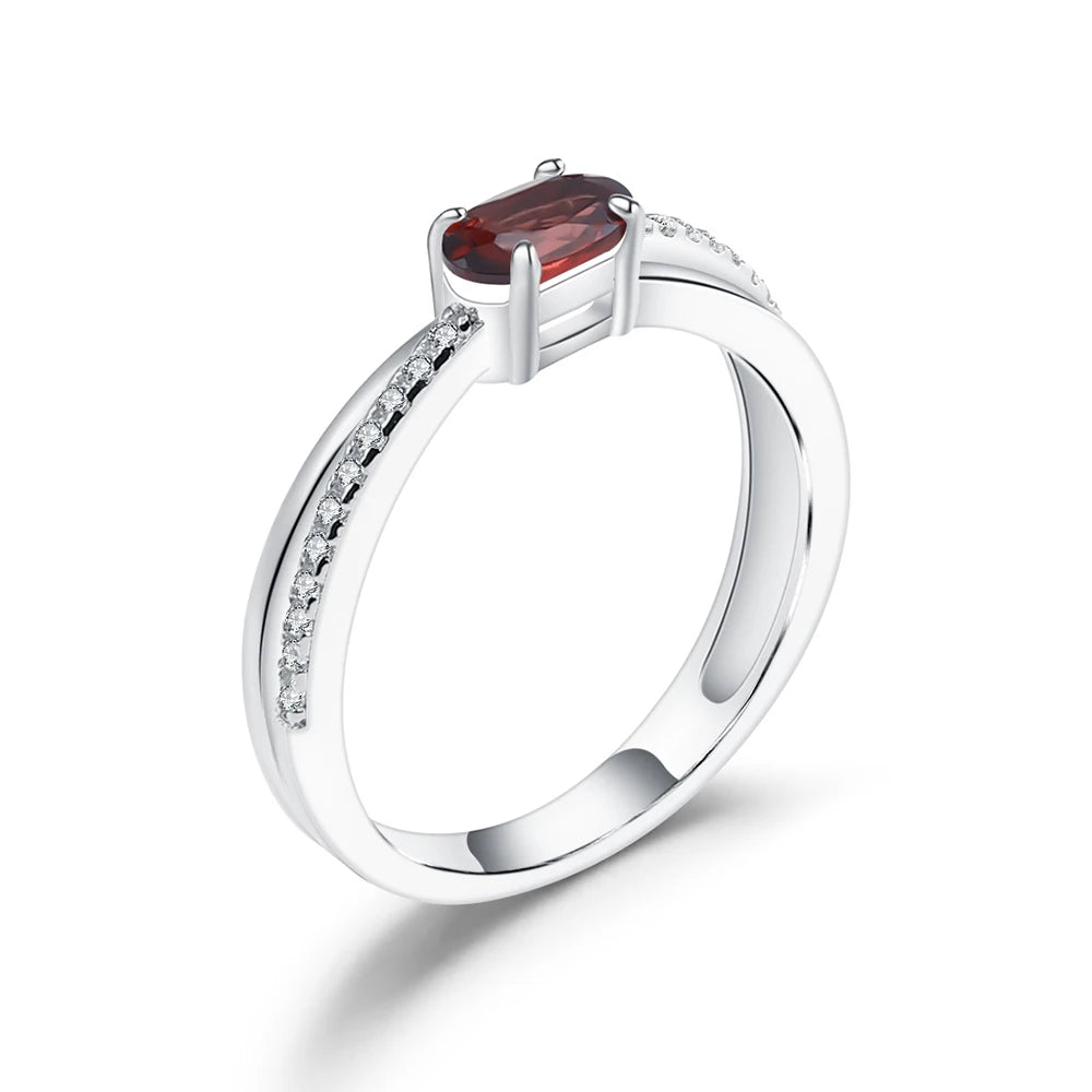 GEM'S BALLET Garnet Ring For Women Birthstone 925 Silver