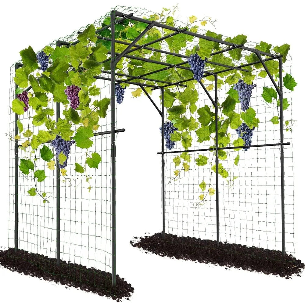 Large Outdoor Garden Arch Trellis for Climbing Plants, 79'' H x 79'' L x 79'' W Large Grape Vine Trellis Arch Arbor Gazebo, Grap