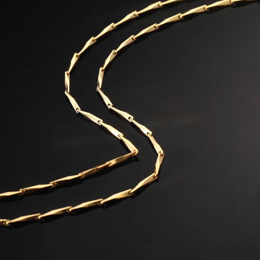 18K Gold Plated Punk 2mm Chain Necklaces 925 Sterling Silver Hiphop/Rock Link Chain Jewelry For Women Girl Gifts Ships from USA