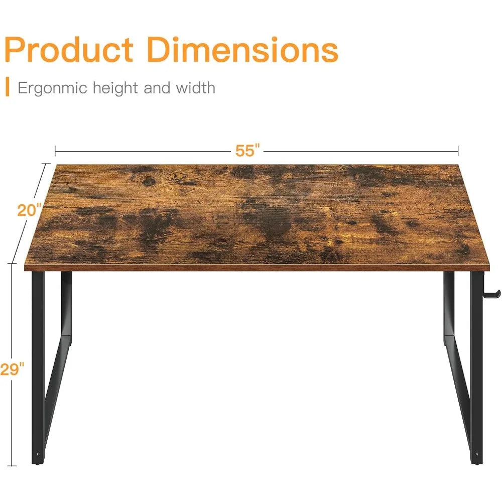 55 Inch Modern Computer Desk for Home Office and Study Vintage Writing Desk