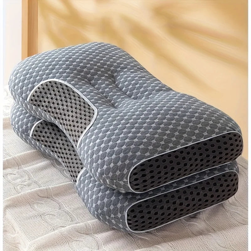 Massage Neck Pillow 2Pcs Soft Adjustable Ergonomic Knitted Orthopedic Contour Support Pillow