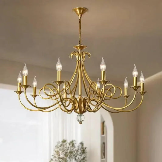 OUFULA Dorian Village Brass Chandelier LED Pendant Lamp