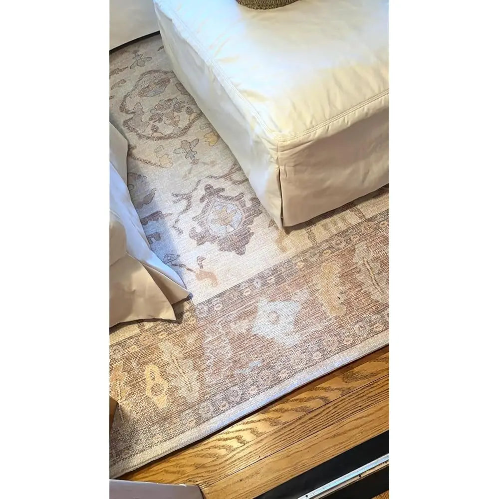 DIXSGH Vintage Turkish Oushak Cotton Runner Rug Washable