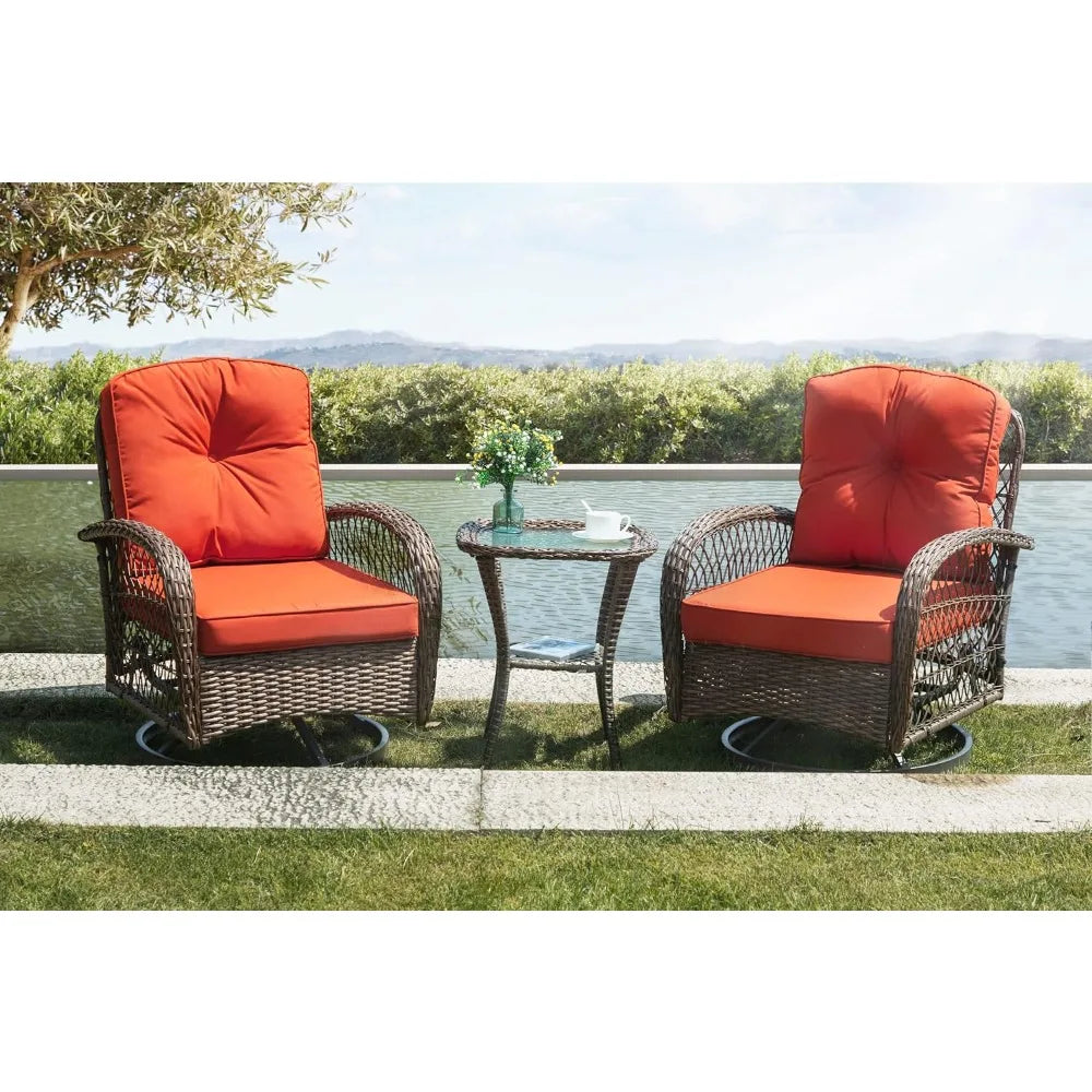 MKDK Patio Furniture Set Outdoor Wicker Bistro Rockers
