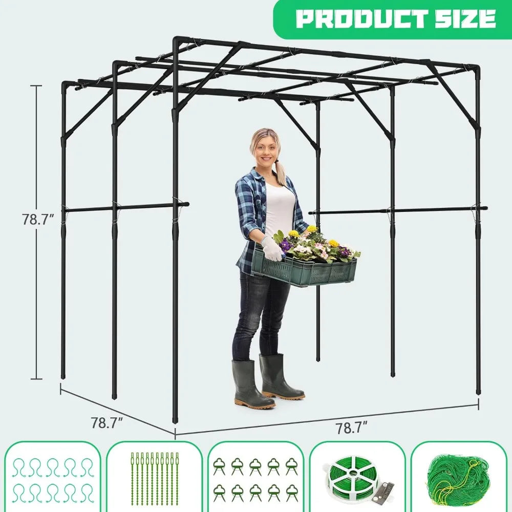 Large Outdoor Garden Arch Trellis for Climbing Plants, 79'' H x 79'' L x 79'' W Large Grape Vine Trellis Arch Arbor Gazebo, Grap