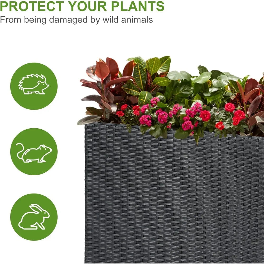 Lewis and Wayne Tall Planters for Outdoor Plants Handmade Wicker Large Rectangular Block Planter Box with Removable Liners Modern Design