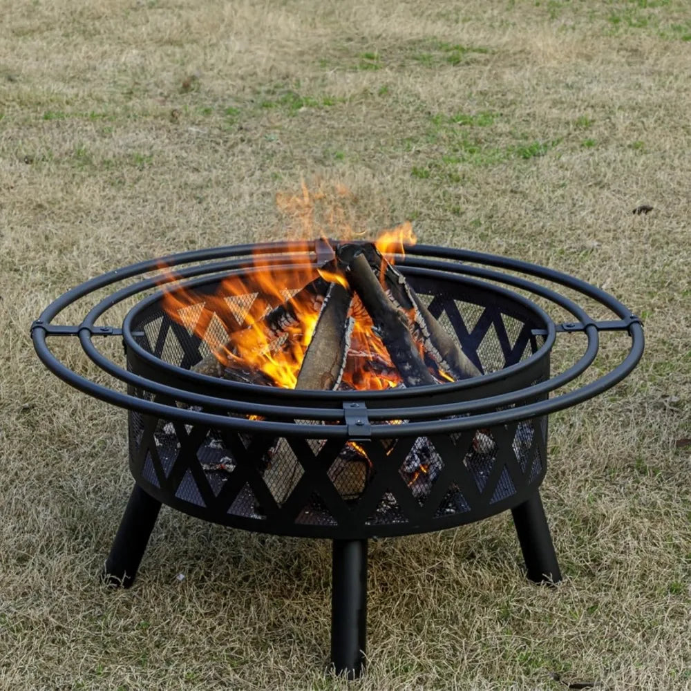 EcoNo Wood Burning Fire Pit With Spark Screen And Poker