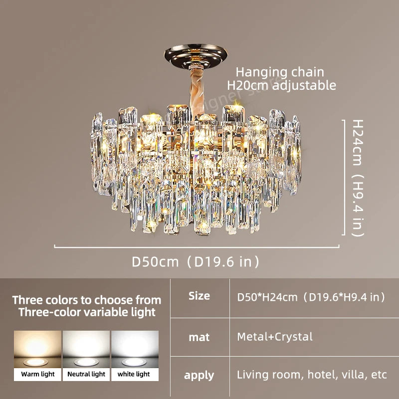 Yingxuan Loft Pendant Crystal Chandelier For Dining Room