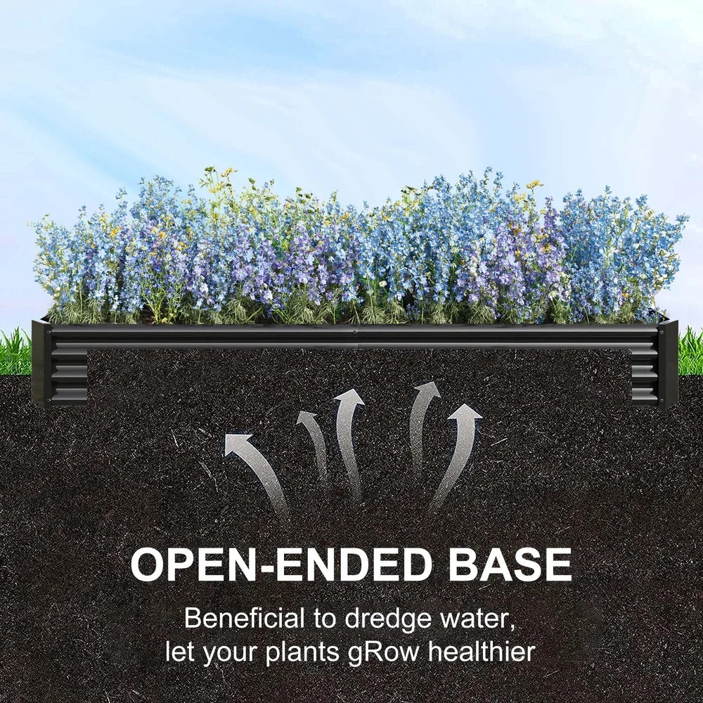 Metal Raised Garden Bed Kit Outdoor Planter for Vegetables Galvanized Steel Sturdy Weather Resistant Easy Assembly Planter Box