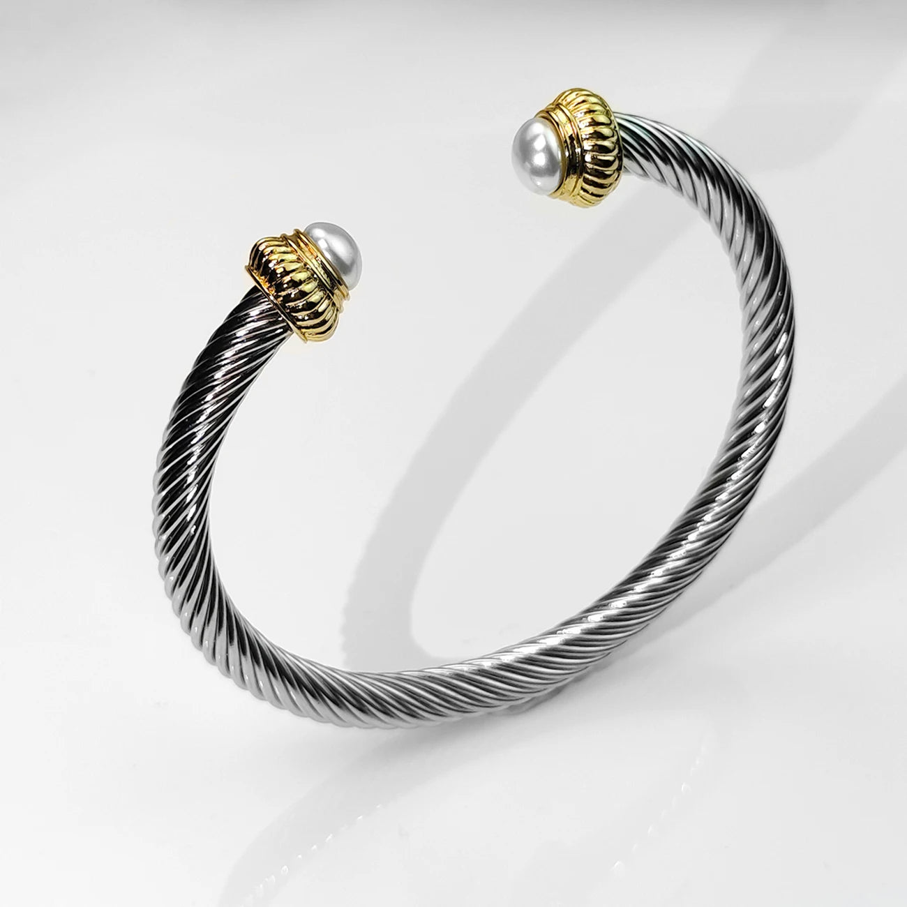 Sweet Blossoms Haven Stainless Steel Cable Bracelet